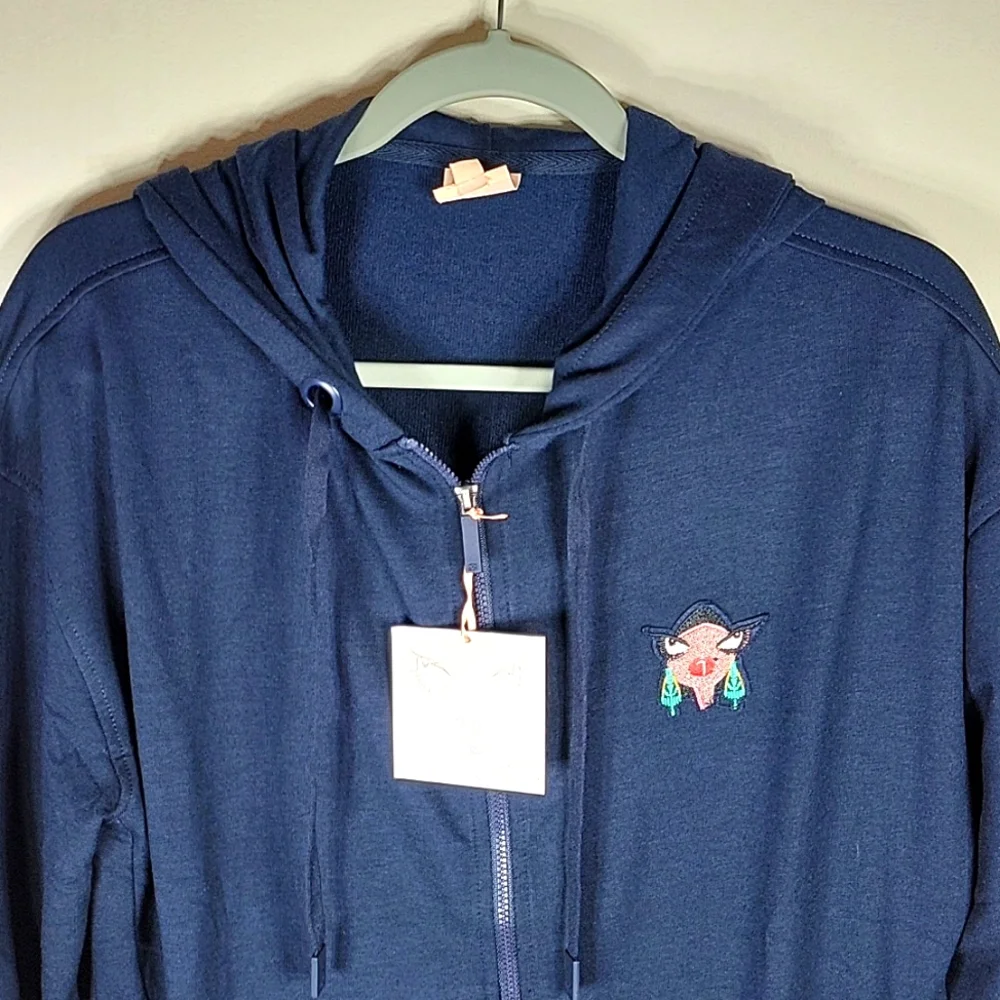 Badgley Mischka Hoodie Medium Baby French Terry Zip Front Original Artwork NWT
